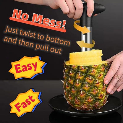 Pineapple Corer and Slicer Tool, Pineapple Cutter and Corer, Stainless Steel Pineapple Peeler, Easy Pineapple core remover decorer, Eye Removal Tool, Pelador De Piña (Black with Measure marks)