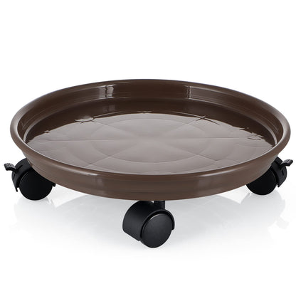 Skelang 3 Pcs Plant Caddy, 11.8" Plant Stand, Round Plant Pallet Pot with Lock Wheels, Rolling Tray Planter Trolley Casters, Moving Plant Pot Saucer for Patio, Garden, Indoor