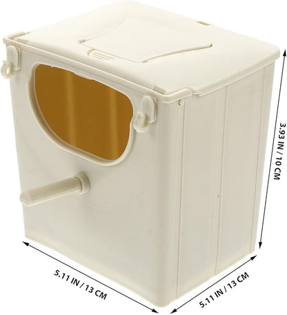 POPETPOP Parakeet Nesting Box Plastic Bird Breeding Nest with Hinged Cover for Bird Cage Mounted Small Birds Like Cockatiels Lovebirds Budgies 5.11X5.11X3.93In Easy to Clean
