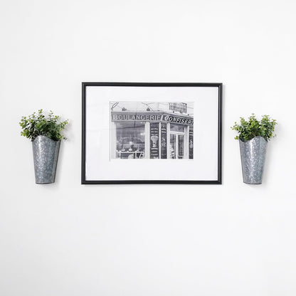 Mkono Galvanized Metal Wall Planter Farmhouse Wall Vase for Artificial Plants Flowers, Rustic Hanging Fake Flowers Holder Country Home Bedroom Living Room Decor Set of 2, Silver, Small