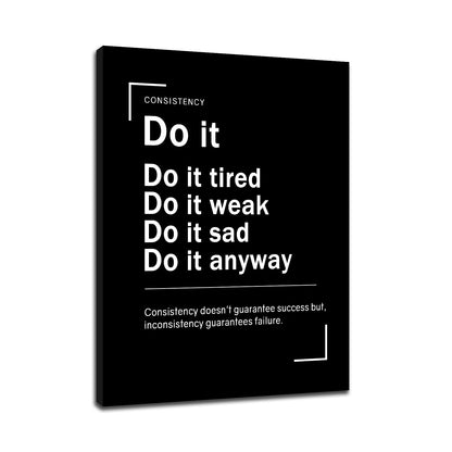 Motivational Canvas Framed Wall Art Do It Inspirational Entrepreneur Quotes Picture Print for Office Painting Poster Wall Decor for Modern Home Kitchen Teens Room Ready to Hang [18''Wx24''H]