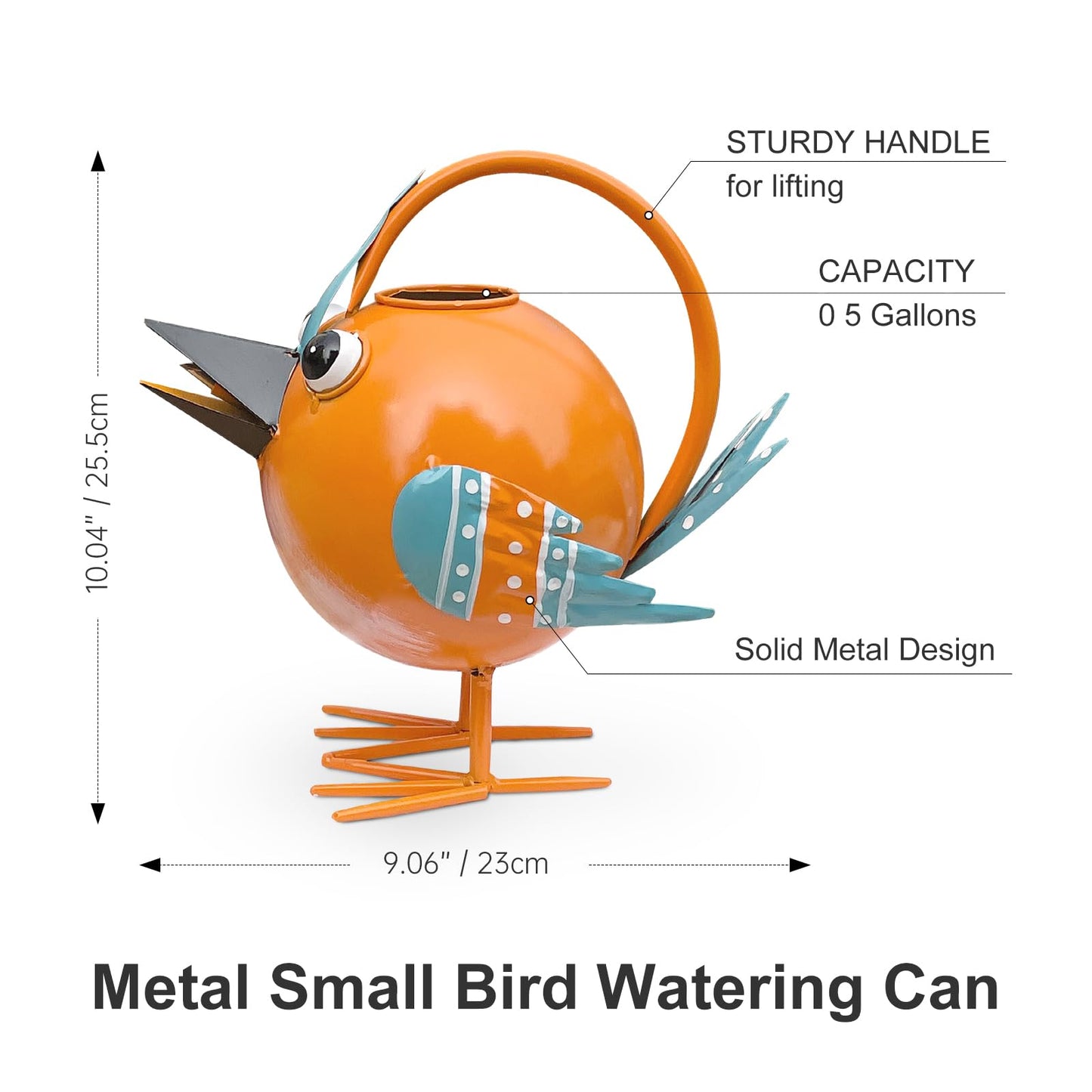 Metal Cute Bird Watering Can,Watering Can Indoor/Outdoor Plants, Decorative & Functional 1.8 L/0.5 Gallon Water Pot for House Flowers Plant, Home,Farmhouse Garden Decor