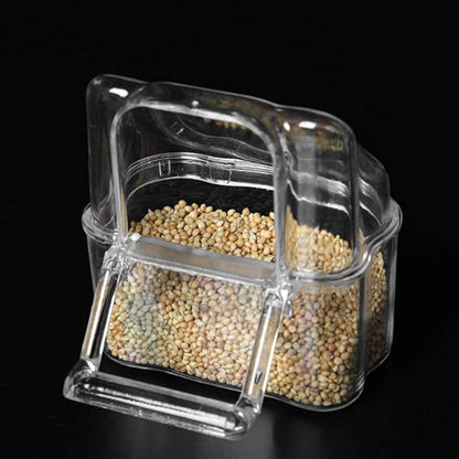 Parakeet Food Dispenser No Mess Feeder with Perch Feeding for Conure Cockatiel Install Out of Cage Bird Feeder for Outside Squirrel
