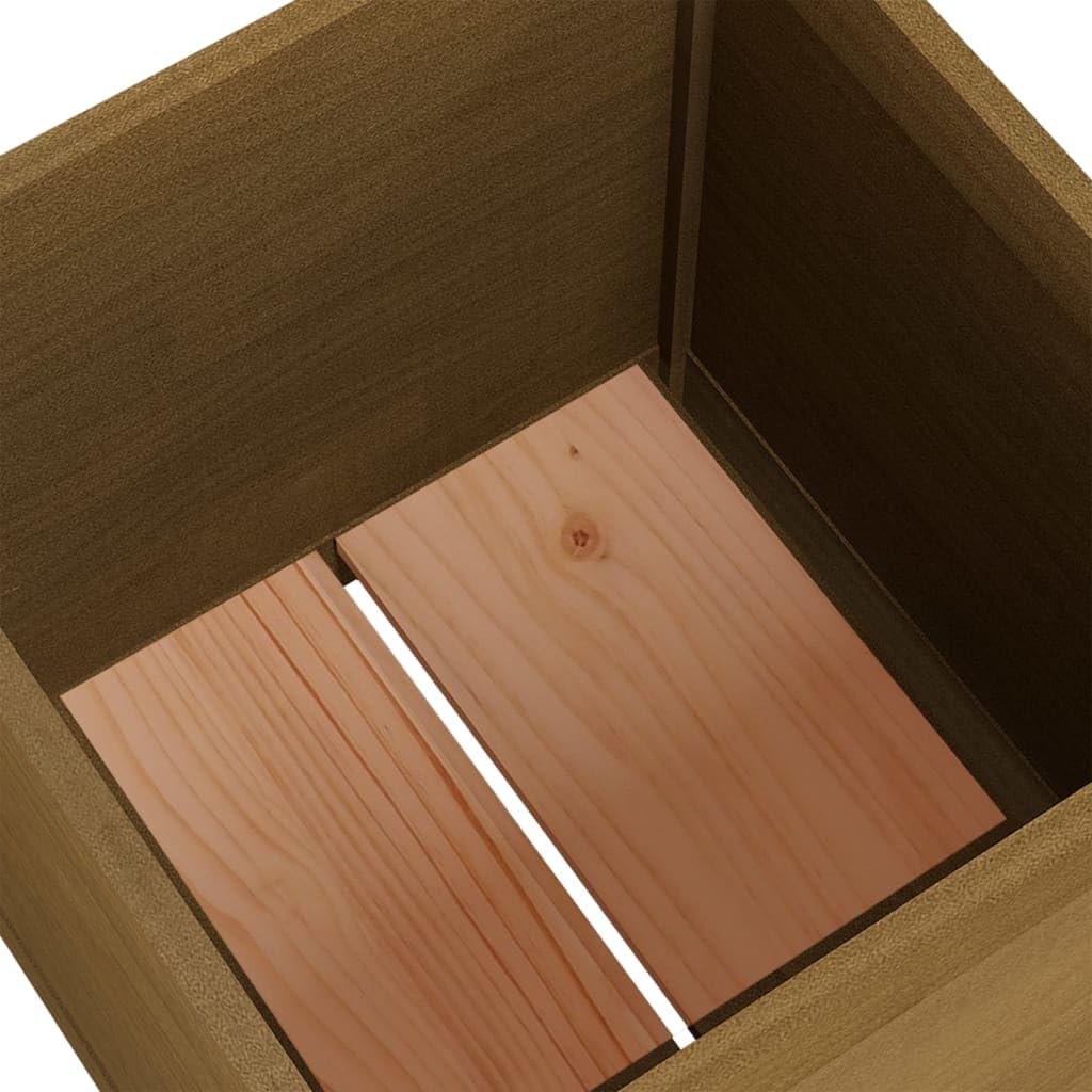 PUGYNBK Large Square Garden Planter for Vegetables Rustic Garden Planter Solid Pinewood for Balcony Patio Set of 1 Honey Brown Wooden for Outdoor Plants and Flowers
