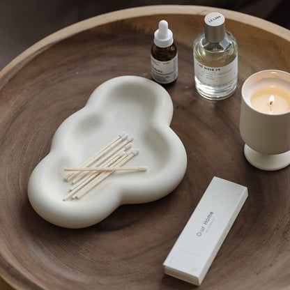 Chubby Jewelry Tray, Cute Cloud Trinket Dish (Crème)
