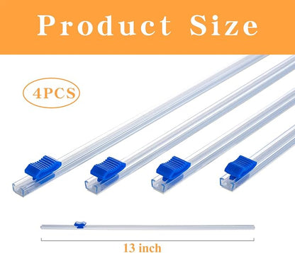 Plastic Wrap Slide Cutter - 4 Sticks Self-Adhesive Fit 12" Roll Plastic Wrap Sliding Cutter for Foil Wax Paper Parchment Paper - Wrapping Paper Cutter Replacement Fit Most Brands Wrap Dispenser