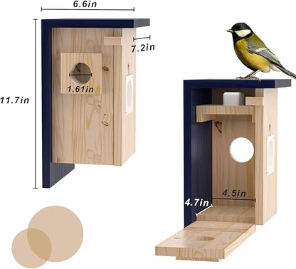 Birdhouse Camera – Solar Powered 1080P/2K HD Smart Nest Box, 2.4G WiFi Live View, Night Vision, Real-Time Bird Watching & Hatching, Outdoor Garden Bird Nest, Ideal Gift for Bird Lovers