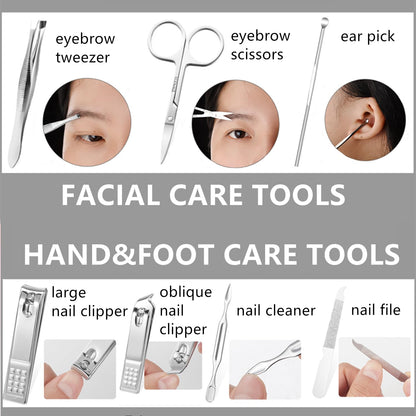 Manicure Set Nail Clipper Set Men Women Nail Clippers Toenail Fingernail Cutters Personal Care Tools Manicure Pedicure Tools with Travel Case Grooming Kit Present for Men Women Family Friends