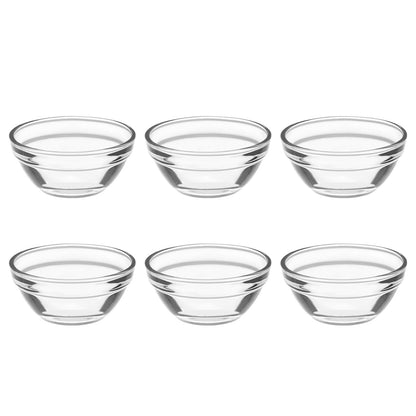 YARNOW 6 Pcs 1.5oz Small Glass Bowls Mini Prep Dish Stackable Pinch Bowls for Dipping Sauce Condiment Spices Ramekins for Dessert Pudding Jelly Custard Cups