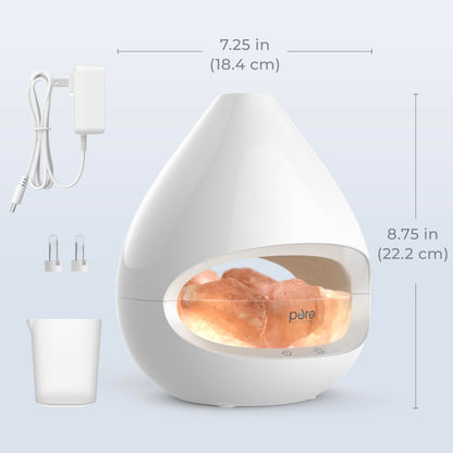 Pure Enrichment PureGlow Crystal - 2-in-1 Himalayan Salt Lamp & Ultrasonic Essential Oil Diffuser, Original Salt Therapy Lamp, 100% Pure Himalayan Salt, Ambient Glow, 160 mL 16-Hour Tank (White)