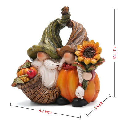 Hodao Harvest Love：Thanksgiving Pumpkin Gnome Couple Embrace Figurines-Adorable Fall Pumpkin Gnomes Home Indoor Tabletop Decoration-Fall Thanksgiving Gifts