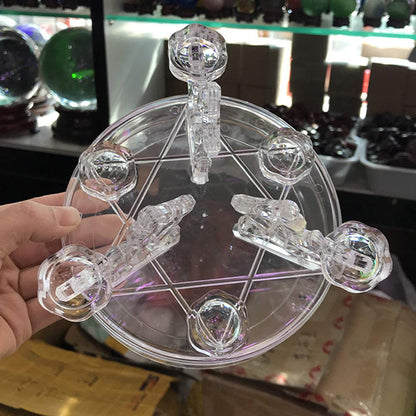 NEBAISEN Acrylic Crystal Ball Base Display Stand Transparent Glass Sphere Ball Holder Stand for 7 Pieces Balls Desktop Ornament