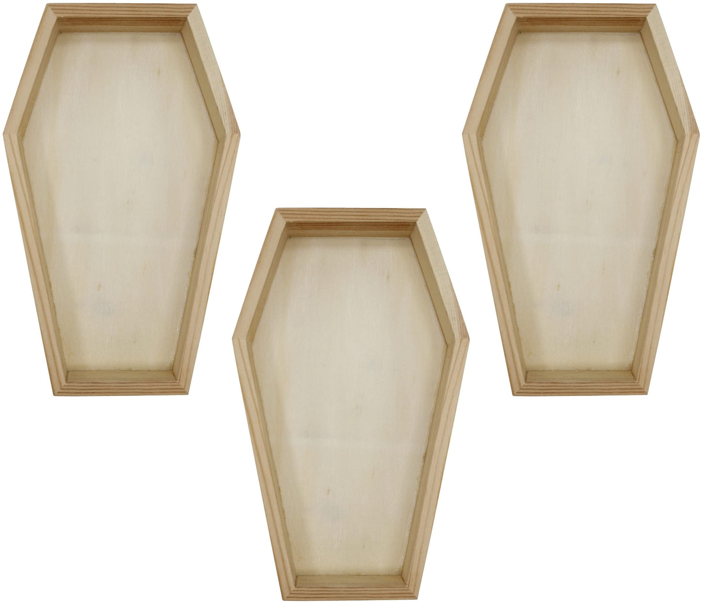 Creative Hobbies Pack of 3 of Unfinished Wood Coffin Trays - 8 Inch Coffin Shaped Serving Tray Box, Ready to Paint, Great for Candy, Keys, Candles - Perfect Halloween Craft for Kids