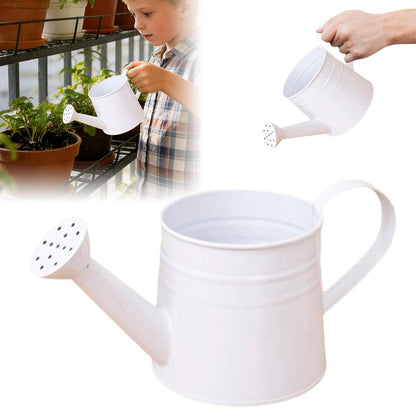 Metal Long Spout Watering Can with Ergonomic Handle, Balanced Design for Easy Pouring, 1L for Watering Indoor Houseplants, Outdoor Flowers, Garden Beds and Lawn Areas (White)