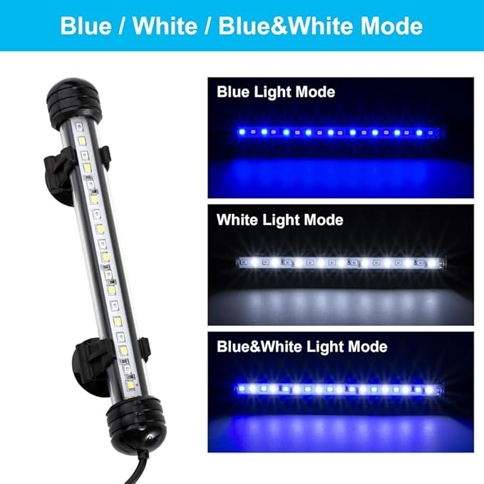 DaToo 10W 18.5inch Submersible Aquarium Light Underwater Fish Tank Light LED Aquarium Light Bar with Timer Auto On/Off and Dimmer Adjustable Brightness, 1 Yr Warranty