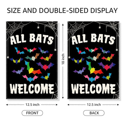 Gkodw All Bats Welcome Garden Flag, Funny Equality Inclusive Yard Sign for Outside, LGBT Trans Pride Ally Flag, Halloween House Flags, Bat Fall Lawn Porch Outdoor Farmhouse Decor for Family Friend