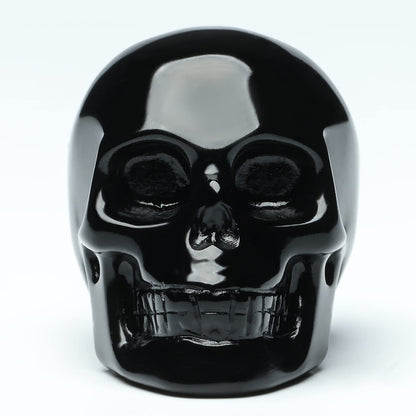 Bmuafry 2''Natural Black Obsidian Crystal Skull Head Hand Carved Reiki Healing Stone Statue Healing Home Office Art Room Decoration