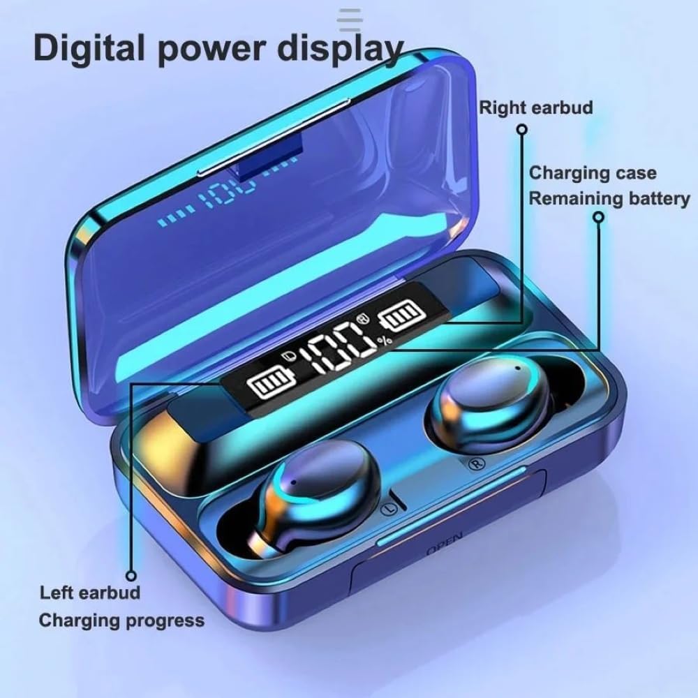 MOYAWSDGN Wireless Earphones, Wireless Earbuds, HiFi Stereo, Bluetooth 5.3 Touch Control Noise Rduction Headphones, Mini Eear Buds Mic in-Ear Headphones IP7 Waterproof Led Display for Smartphone
