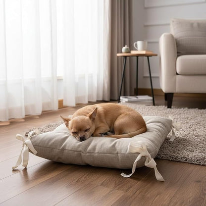Hemp Pet Bed for Dogs and Cats, Natural Washable Pet Cushion, Soft Floor Pillow with 800 g Filling, Hemp Fabric 180 g/m² (Large)