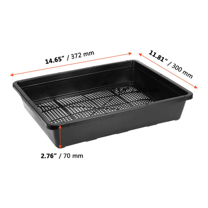 SINJEUN 15 Pack Mesh Bottom Seed Starter Trays, 15 x12 Inch Plastic Plant Tray Mesh Plant Germination Trays for Microgreens, Black