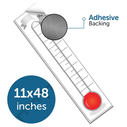 Fundraising Goal Thermometer Chart - 11" x 48", Reusable, Dry Erase Goal Tracker - Great for Schools, Churches, Offices & Charities