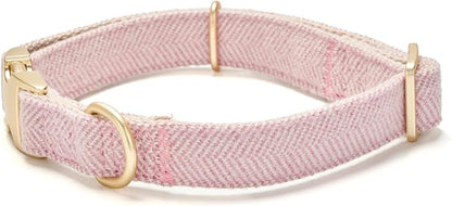 Soft Cotton Hemp Dog Collar with Metal Buckle Adjustable Twilled Dog Collars for Female Small Medium Large Dogs(Pink,Medium)