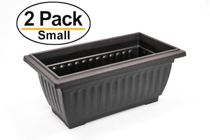 Sapphire USA 2 Pack Combo Rectangle Planter with Hole for Better Drainage for use in Garden Patio Office Ornaments Home Decor (14 Inches, Black)