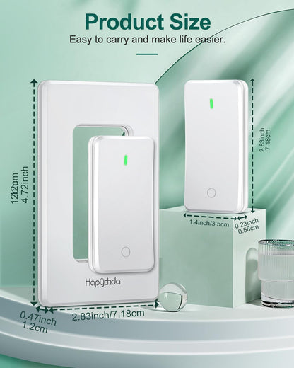 Remote Control Outlet, Buckle Design Removable Wireless Wall Mounted Light Switch, 300 ft 15A 1500W, No Wiring Electrical Remote Outlet for Appliance