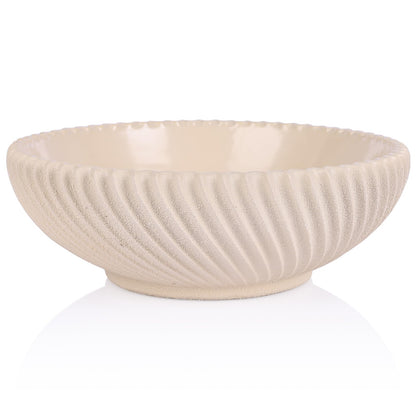 LINYTHER Large Decorative Fruit Bowl for Kitchen Counter or Table, Key Holder Bowl for Entryway Table, Bread Candy Snack Organizer, Modern Farmhouse Centerpiece Decor, Beige/Ribbed