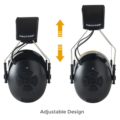 Hearing Protection with Bluetooth,Wireless Noise Canceling Headphone 30dB SNR,NO Radio Function,Rechargeable Battery Earmuffs,Long Playtime,Ideal for Lawn Mowing,Woodworking,Concerts(Black)