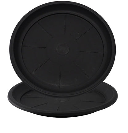 Sapphire USA 11" Decorative Heavy Duty Tray/Saucer (2 Pack) Pot/Planter Base for Indoor/Outdoor Decor (11 inches, Black)
