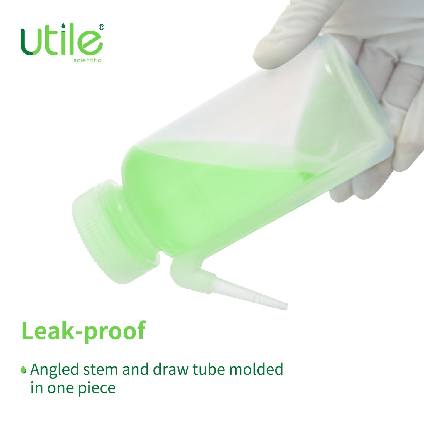 Utile 6 Pcs Wide Mouth One-piece Wash Bottle with Integrally Molded Bottle, 6pcs of Vol.250ml Wash Bottle, LDPE Material, 5511.6252.6