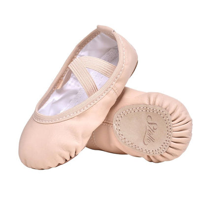 Stelle Ballet Shoes for Girls Toddler Ballet Slippers Soft Leather Boys Dance Shoes for Toddler/Little Kid/Big Kid(Ballet Pink, 5MB)