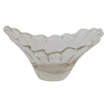 Creative Co-Op Hand-Blown Glass Pleated Organic Shaped Bowl, Clear