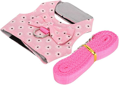 GLOGLOW Small Pet Leash Vest, Soft Fabric Rabbit Harness and Guinea Pig Carrier for Small Pets with Adjustable Straps, Great for Indoor and Outdoor Activities (S)