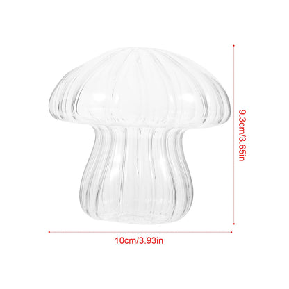 Cabilock Mushroom Shaped Glass Vase Hydroponic Flower Planter 10x10x9.3cm Decorative Home Tabletop Terrarium Vase for Indoor Plant Display