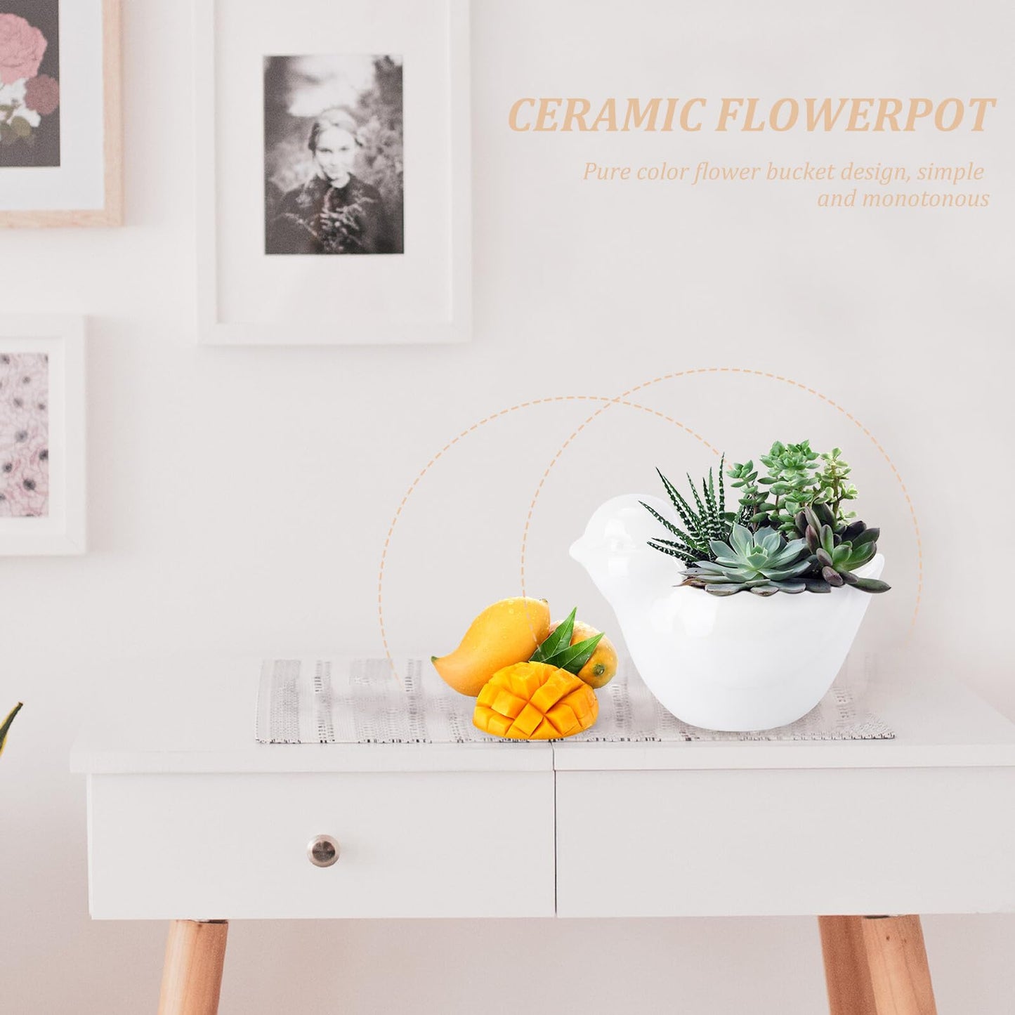Luxshiny Ceramic Bird Flower Pot Creative Animal Modeling Succulent Planter Decorative Pot for Home Office Garden Use Unique Gift for Plant Lovers