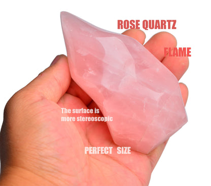 AMOYSTONE Big Rose Quartz Flame Standing Healing Crystal Tower Energy Meditation Crystal Decoration for Home Witchcraft 0.6-1.0LB