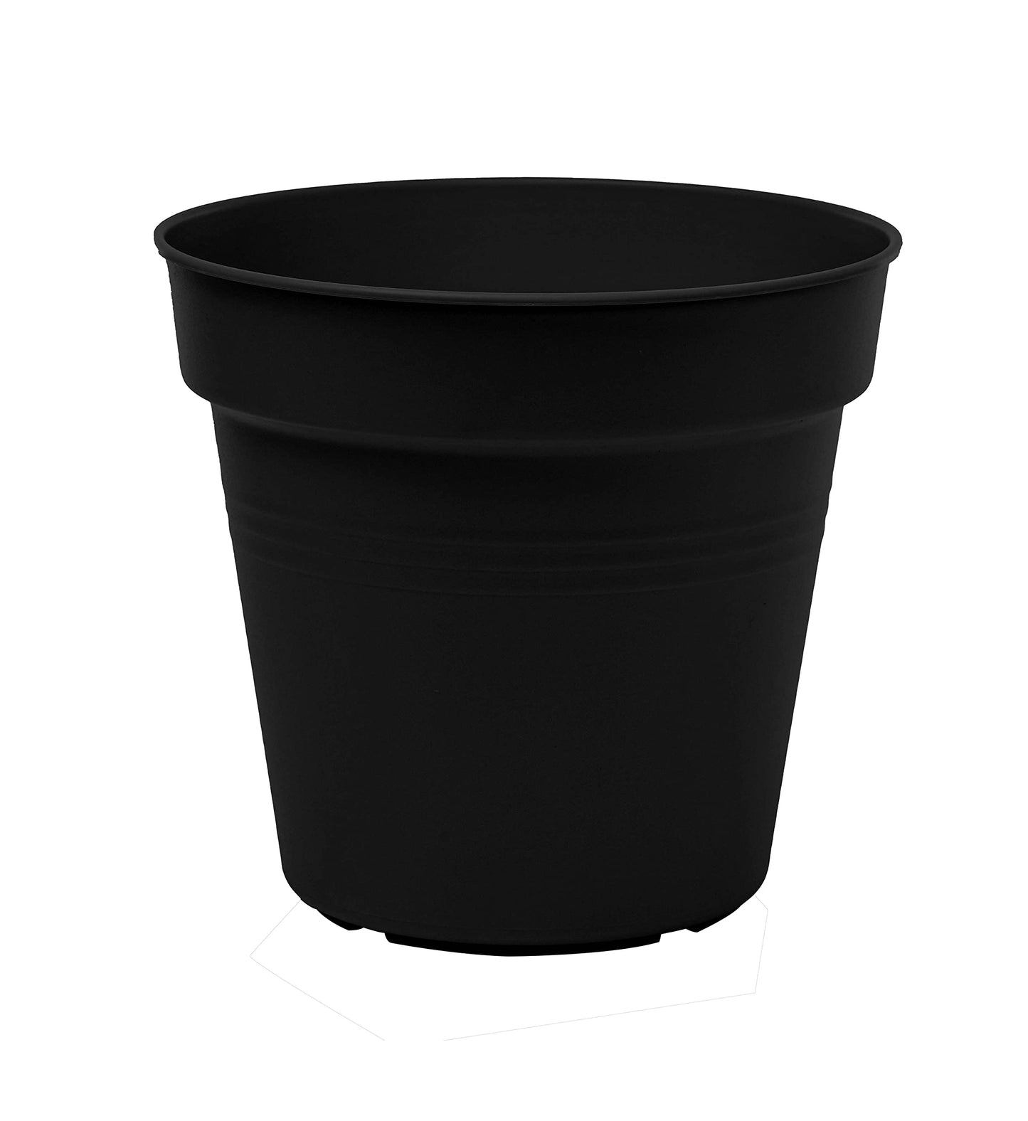 Mintra Garden Pots, 4 Pack Bulk Plastic Plant Pots with Drainage Tray, Round Indoor & Outdoor Decorative Planters with Drain Holes for Flowers, Herbs & Plants, 19cm Diameter – Black, 7.5 in