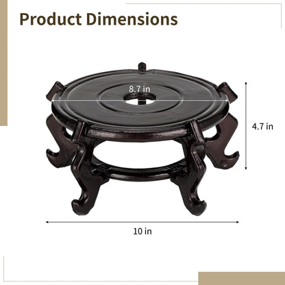 Toyosport 10 in Plastic Plant Stand, Flower Pot Display Base for Indoor Vase, Chinese Fishbowl Planter Pedestal, Round Reddish Brown Finish Furniture Stool for Potted Plants Indoor Outdoor