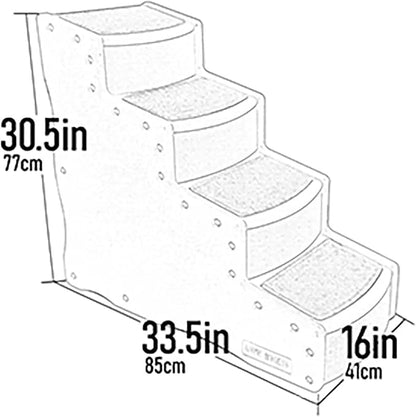 Pet Gear Easy Step IV Pet Stairs, 4 Step for Cats/Dogs, Removable Washable Carpet Treads, for Pets Up to 150lbs, No Tools Required, Available in 9 Colors, Fog