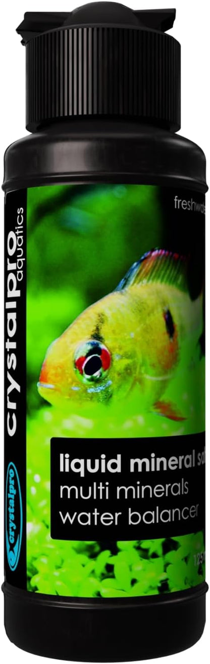 Crystalpro Liquid Mineral Salt 4.2 Oz - Liquid Aquarium Salt for Tropical Freshwater Fish - Reduces Stress - Boosts Protective Coat - Aquarium Mineralizer Treats 660 Gallons