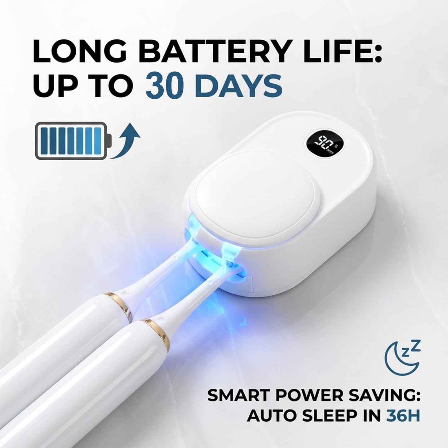 UVaryone UV Toothbrush Sanitizer Holder Wall Mounted for Bathroom, Travel Toothbrush Case Design, Electric Toothbrush Holder with UVA+UVC Light & Fan Drying, USB Rechargeable Toothbrush Cleaner