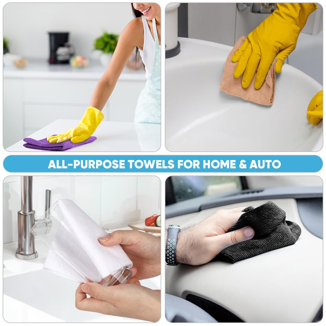 AIDEA Microfiber Cleaning Cloth Roll, 50PK, Reusable Paper Towels Tear Away Cloth, Microfiber Towels for Cars, Lint Free Cleaning Rags for House, Kitchen, Window, 11.5"×11.5", Purple