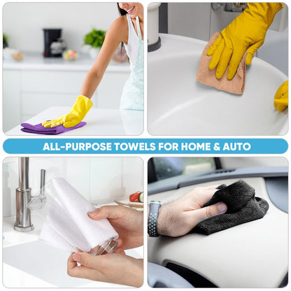 AIDEA Microfiber Cleaning Cloth Roll, 50PK, Reusable Paper Towels Tear Away Cloth, Microfiber Towels for Cars, Lint Free Cleaning Rags for House, Kitchen, Window, 11.5"×11.5", Purple