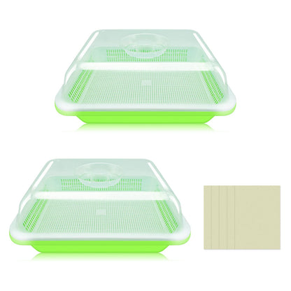 Legigo 2 Pack Seed Sprouter Trays with Lids- Soil-Free Cultivation Germination Tray, BPA Free Micro Greens Growing Trays Seed Sprouting Trays Kit with Germinating Paper for Wheatgrass, Beans and More