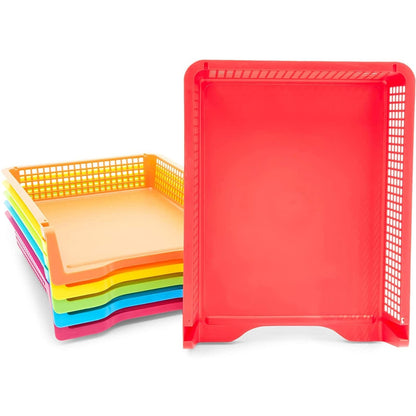 Bright Creations Classroom Turn in Trays - 6-Pack, Letter Size, 12.75 x 9.75 x 2.75 in, Rainbow Plastic - Teacher Supplies & Classroom Must Haves - Stackable Paper Organizer & Homework Trays