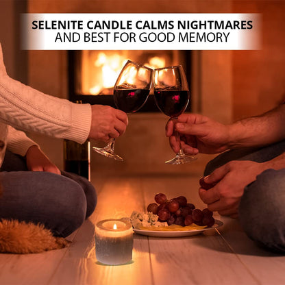 NORTHLANDZ Selenite Crystal Candle Holder, Hand Crafted Morocco Tealight Candlestick Holder for Healing, Meditation & Yoga, Ideal for Gift & Bedroom Decor