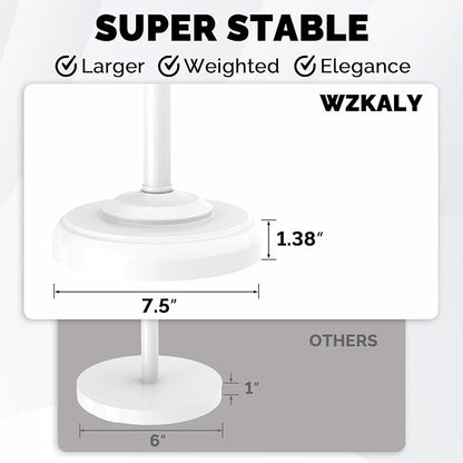 Toilet Paper Holder Stand, White Toilet Paper Holder Free Standing, Post Pivoting Design & Stable Weighted Base SUS304 Stainless Steel for Bathroom (Mega Roll)