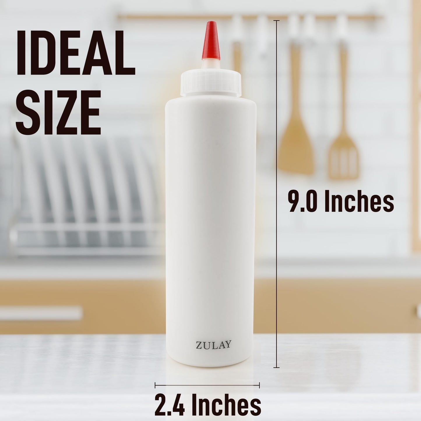 Zulay 2-Pack Squeeze Bottles for Sauces & Condiments - 17oz Squirt Bottles with Small Pointed Nozzle and Cap - BPA-Free, Leak-Proof, Reusable Plastic Dispenser for Ketchup, Mayonnaise, Oil